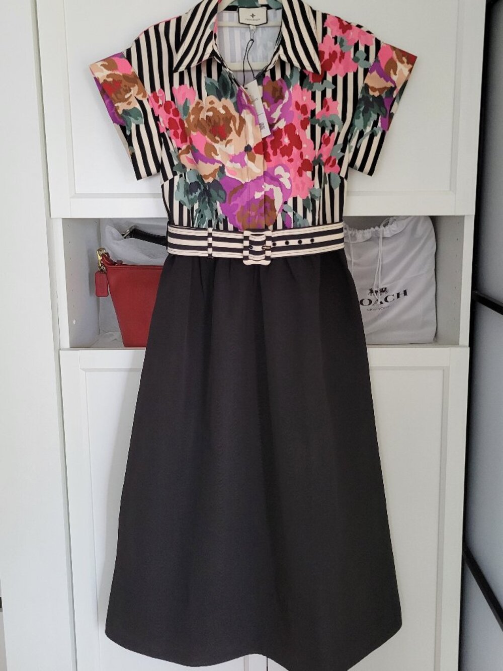Tuckernuck Flowering Trellis Chloe Dress features a vibrant floral print contras